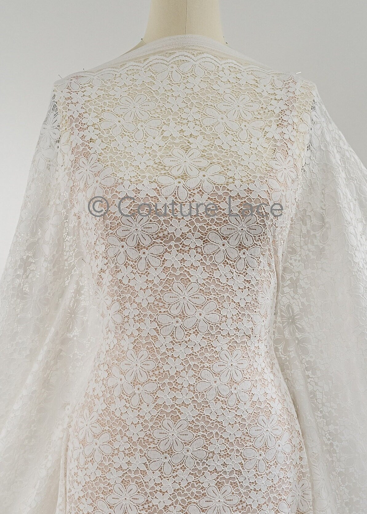 French floral lace/ bridal raschel lace/ French veil lace/ bridal chanitilly lace/ Edwardian lace fabric// L23-648