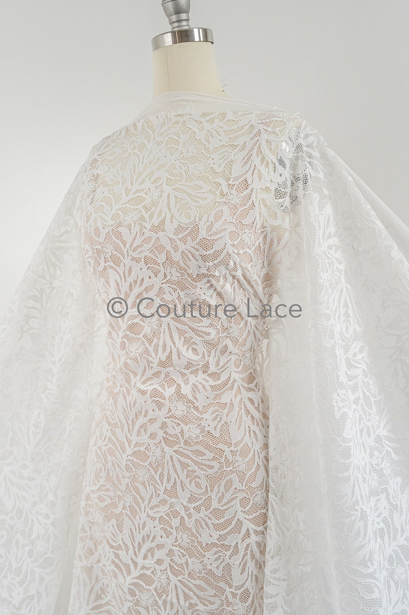 French floral lace/ bridal raschel lace/ French veil lace/ bridal chanitilly lace/ Edwardian lace fabric// L23-647