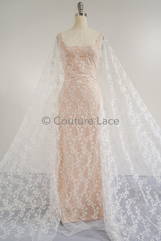 Encaje floral para novia Off-White / tela de encaje para novia / encaje floral para bodas / encaje couture // L18-197