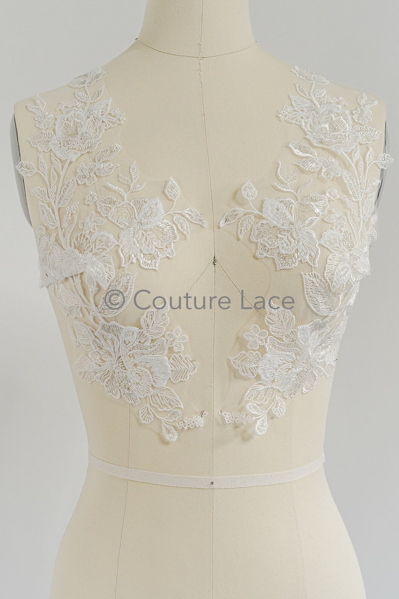 Pearl Bridal Patch / Pearl Flower Applique / Wedding Dress Lace Applique / Leaf Applique / / A23-230