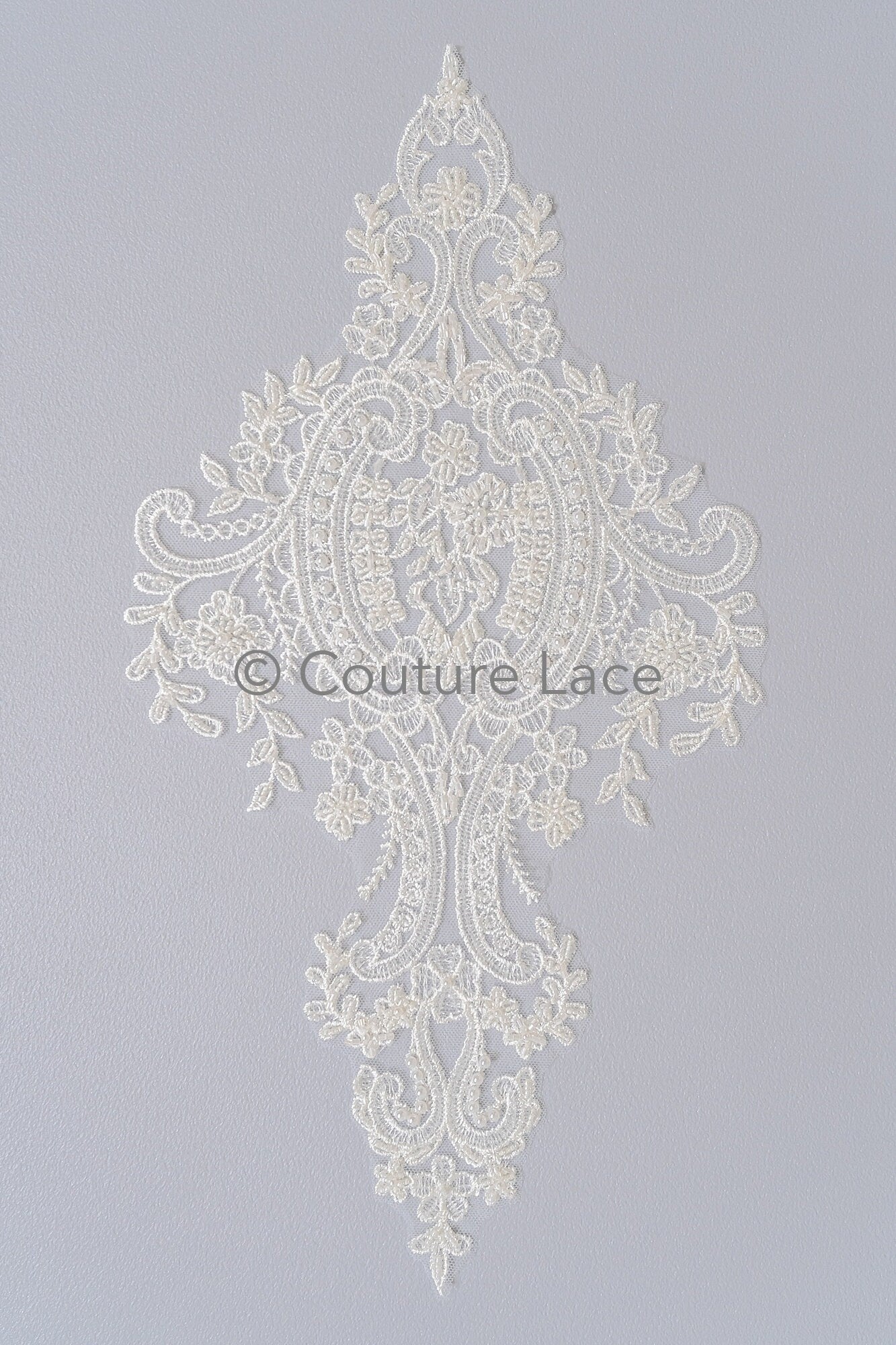 Pearl bridal patch / pearl flower applique / wedding dress lace applique / leaf applique bridal // A23-231