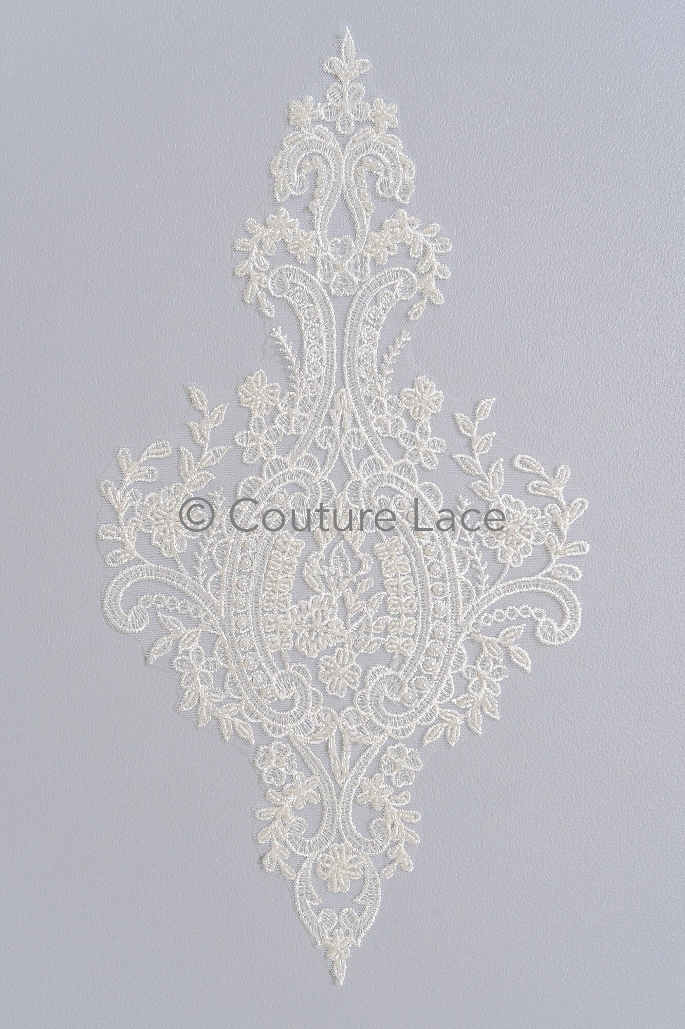 Pearl bridal patch / pearl flower applique / wedding dress lace applique / leaf applique bridal // A23-231