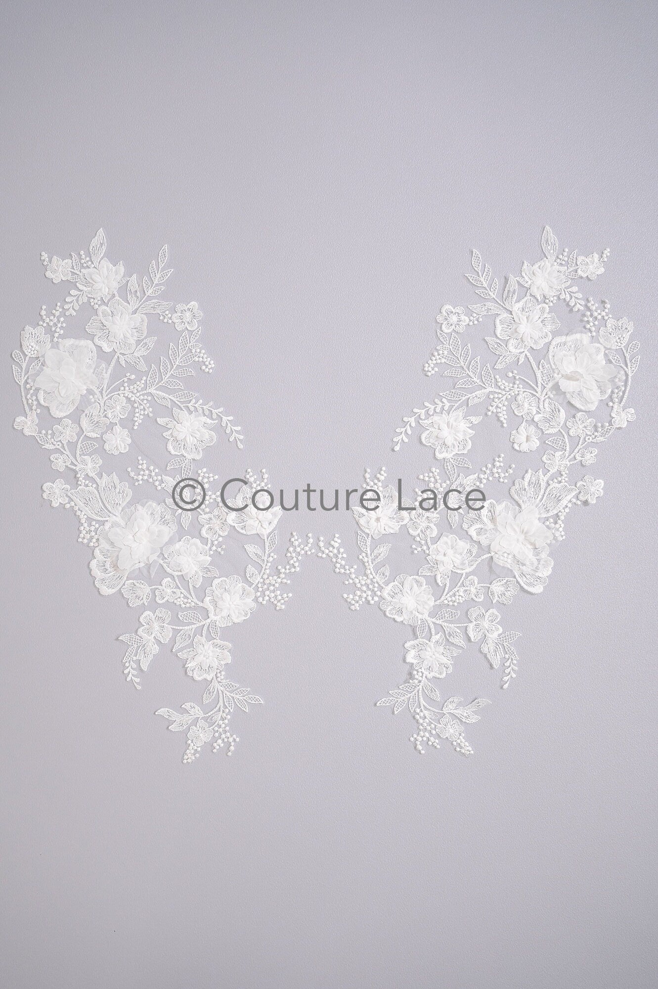 Hochzeit Kleid Spitze Applikation / Perlen Braut Aufnäher / 3D Blumen Applikation / Braut Applikation / A23-347