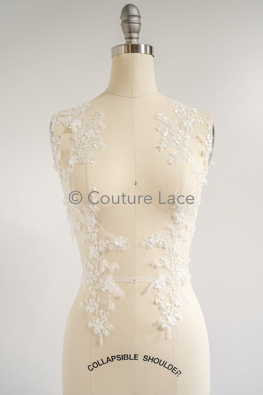 Robe de mariée Dentelle Applique / Pearl Bridal Patch / 3D Pearl Flower Applique / Bridal Leaf Applique / A23-348