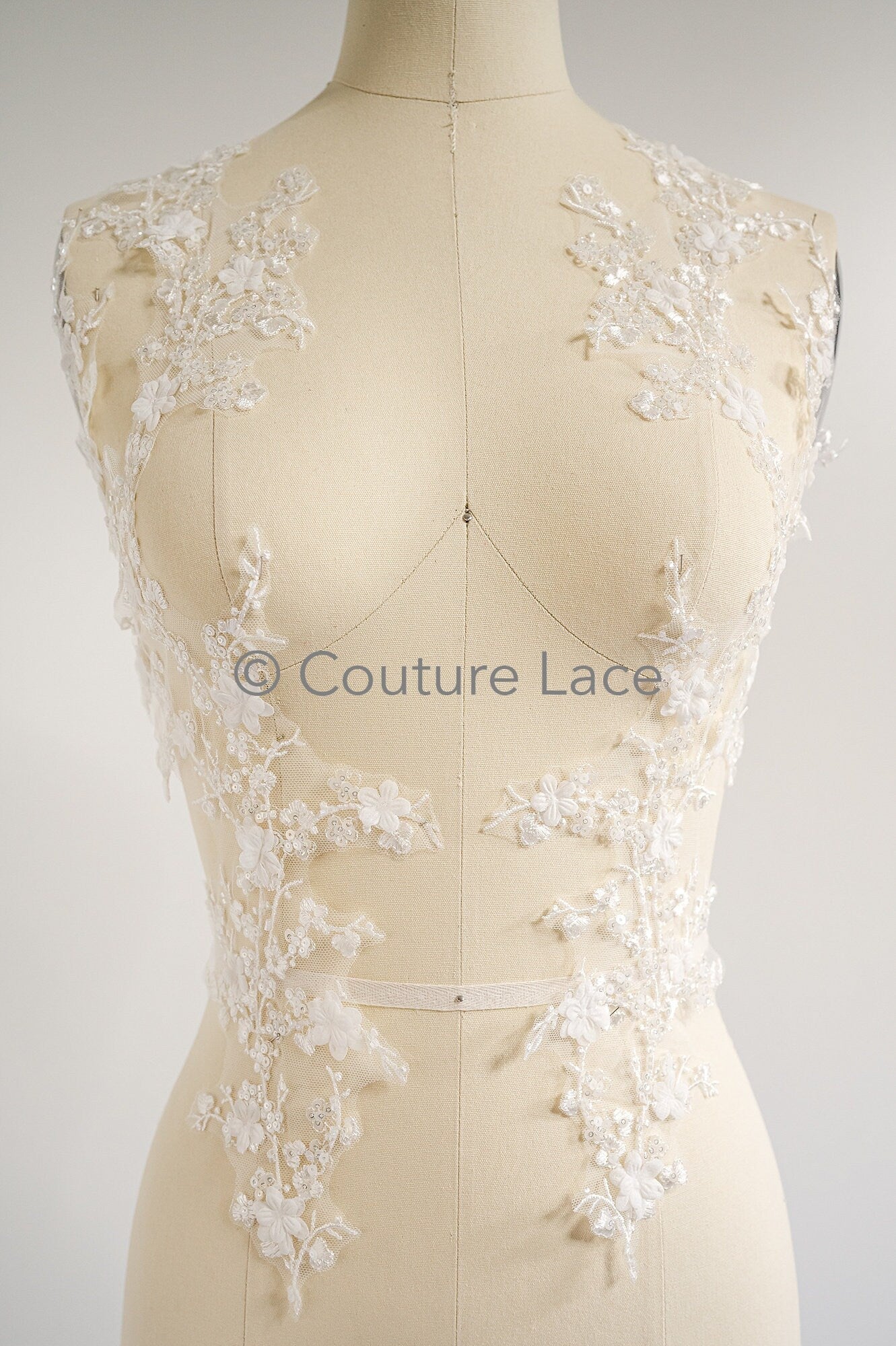 Hochzeit Kleid Spitze Applikation / Perlen Braut Aufnäher / 3D Perlen Blumen Applikation / Braut Blatt Applikation / A23-348