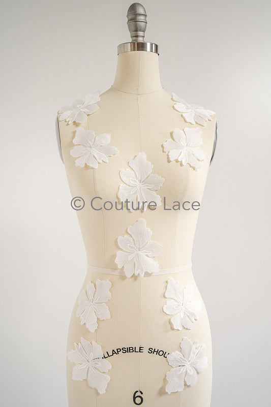 Applique florale de mariage/ applique de dentelle florale/ appliques de robe romantique/ appliques de feuilles/ A23-350