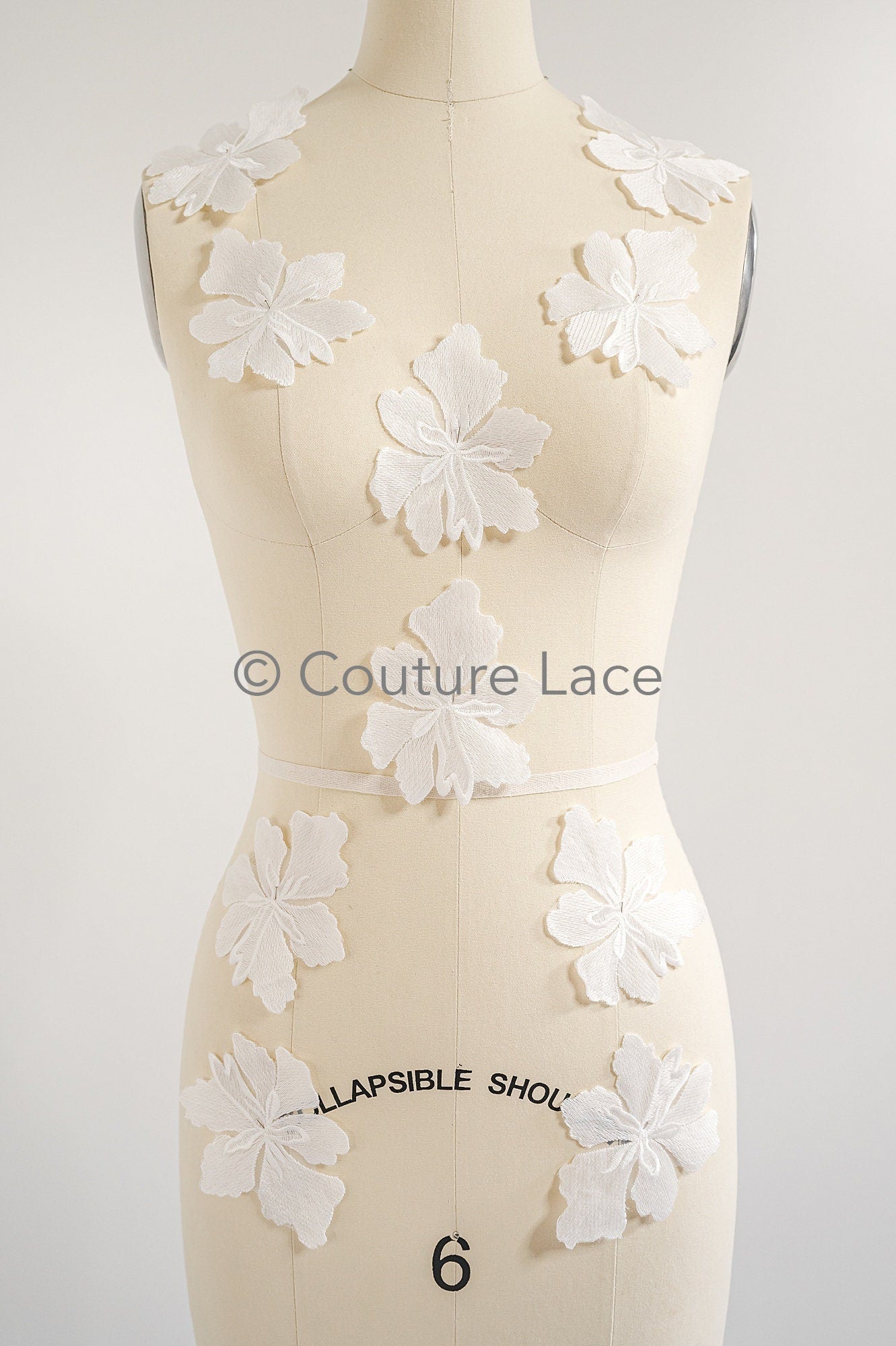 Wedding flower applique/ floral lace applique/ romantic dress applique/ leaf applique/ A23-350
