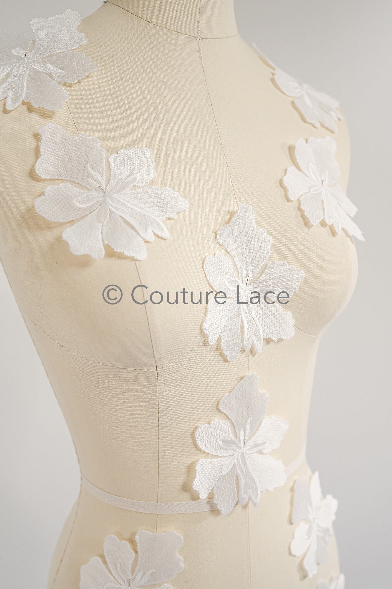 Wedding flower applique/ floral lace applique/ romantic dress applique/ leaf applique/ A23-350