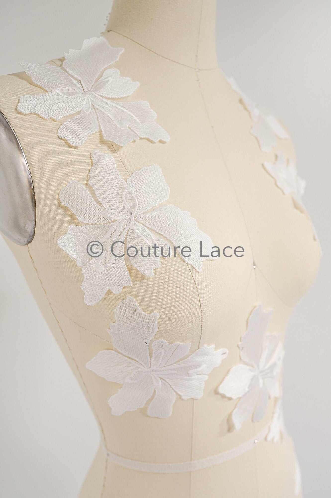 Wedding flower applique/ flower lace applique/ romantic dress applique/ leaf applique/ A23-351