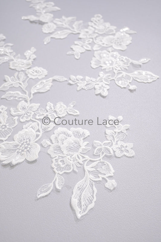 Applique de fleur de mariage/ applique de dentelle de fleur/ applique de robe romantique/ applique de feuille/ A23-353