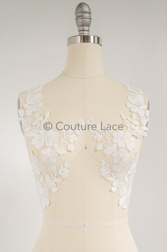 Applique florale de mariage/ applique de dentelle florale/ applique de dentelle de robe romantique/ appliques de feuilles de mariée// A23-360