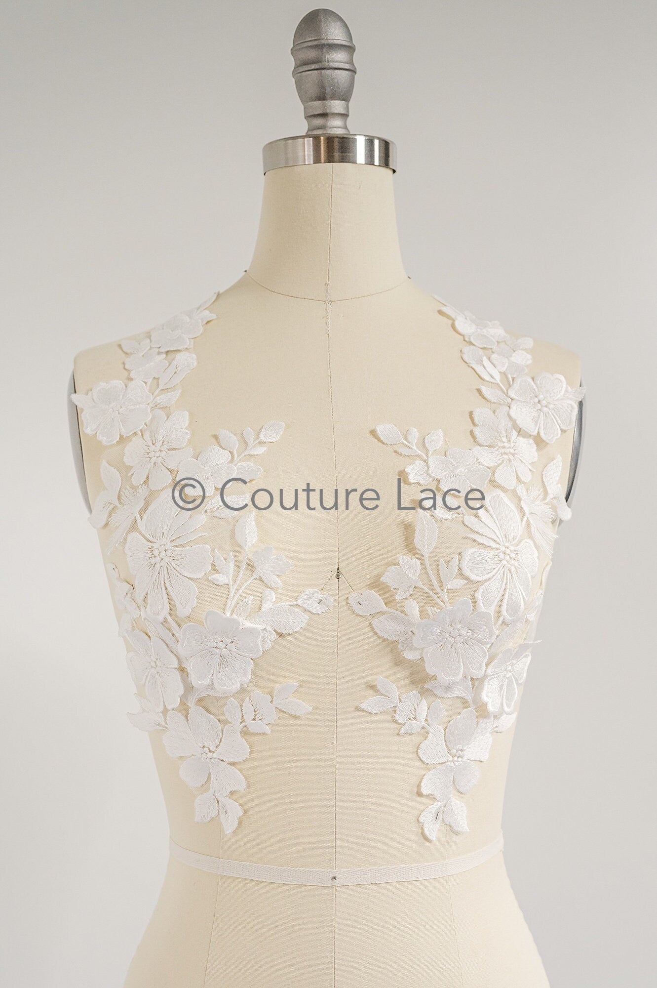 3D Blumen Applikation / Blumen Spitze Hochzeit Aufnäher / romantisches Kleid Spitze Applikation / Braut Blatt Applikation // A23-364