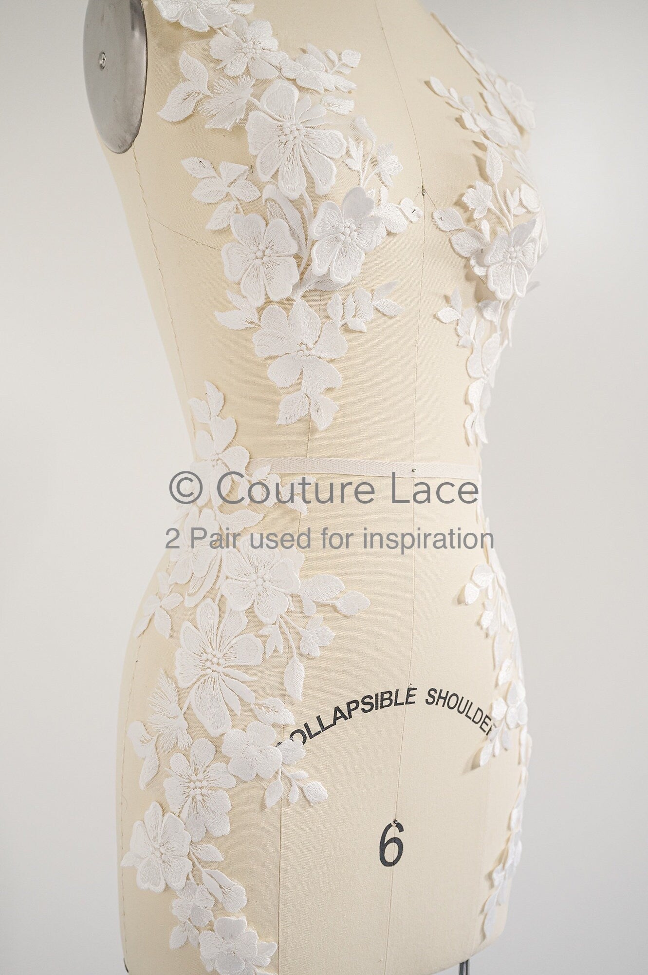 3D Blumen Applikation / Blumen Spitze Hochzeit Aufnäher / romantisches Kleid Spitze Applikation / Braut Blatt Applikation // A23-364