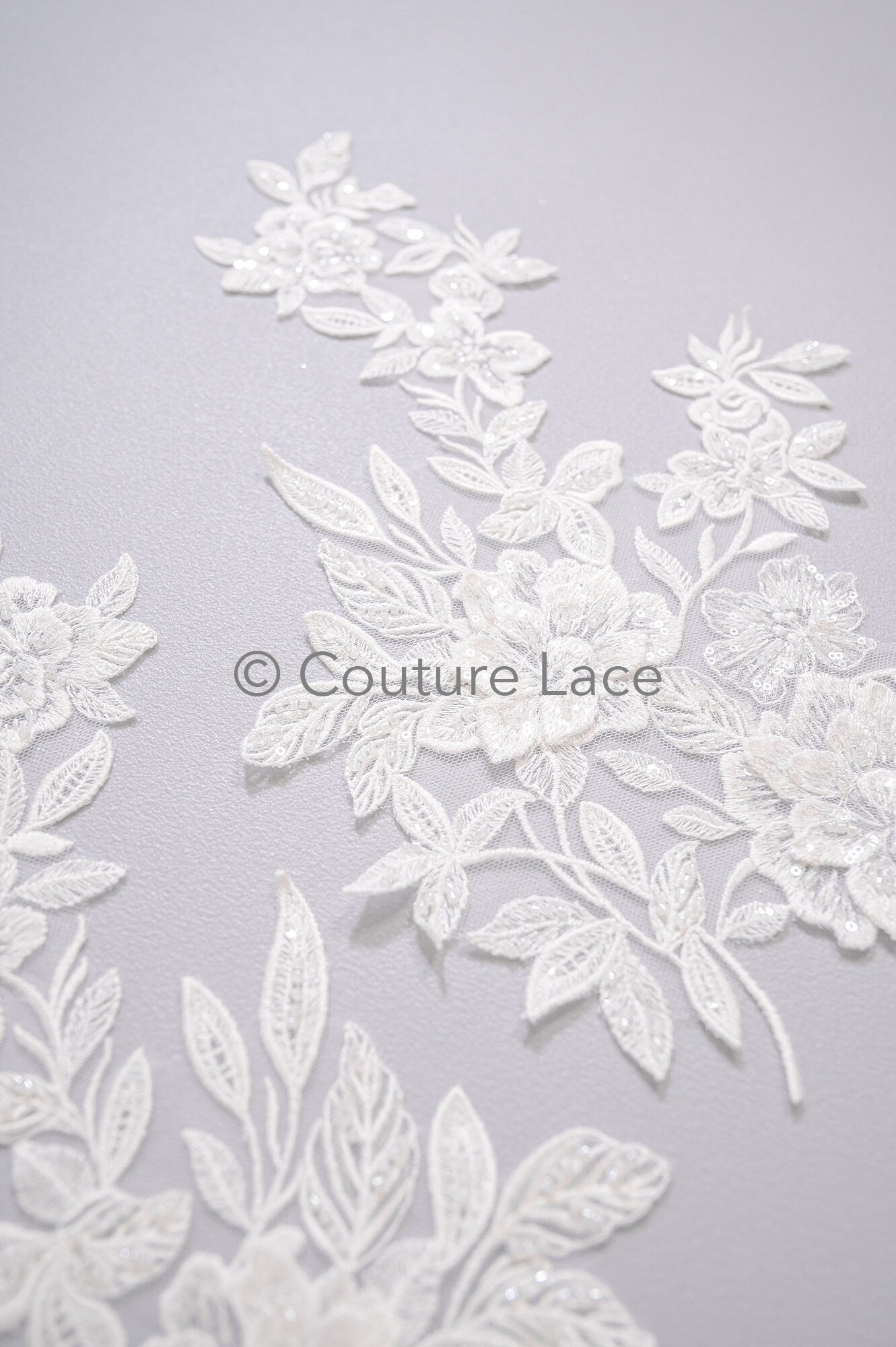 3D Blumen Applikation mit Kette/ Blumen Spitze Hochzeit Applikation/ romantisches Kleid Applikationen/ Blatt Applikationen// A23-366