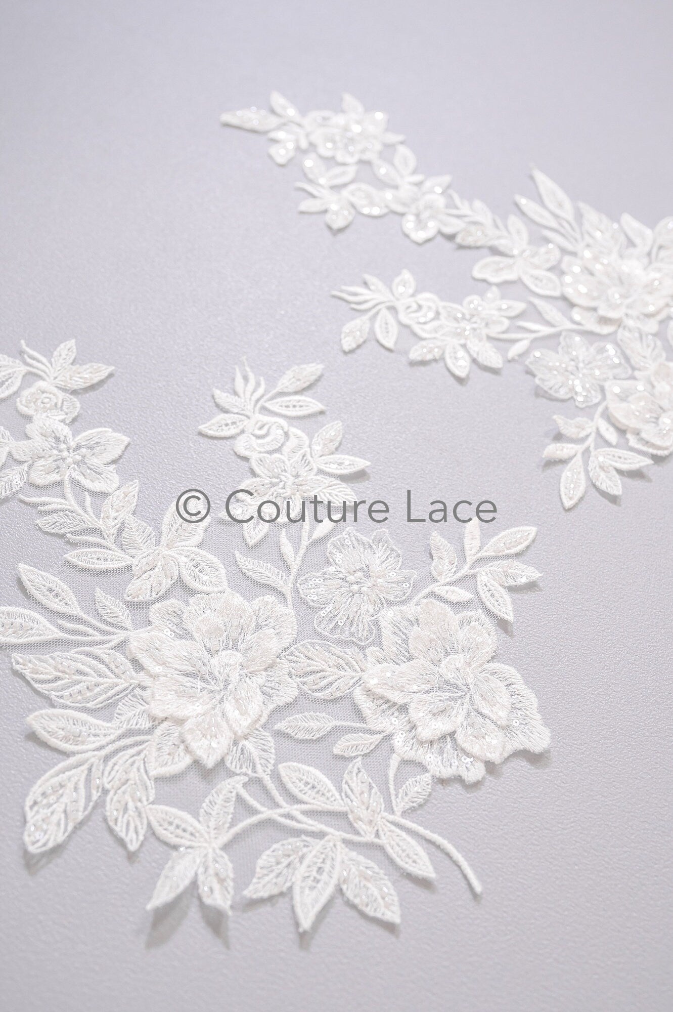 3D Blumen Applikation mit Kette/ Blumen Spitze Hochzeit Applikation/ romantisches Kleid Applikationen/ Blatt Applikationen// A23-366