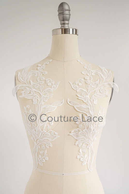 Applique florale de mariage/ applique de dentelle florale/ applique de dentelle de robe romantique/ appliques de feuilles de mariée// A23-367