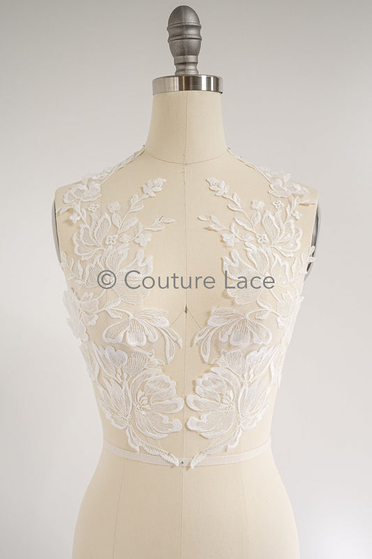 Appliques de fleurs de mariage/ appliques de dentelle de fleurs/ appliques de robe romantique/ appliques de feuilles// A23-369