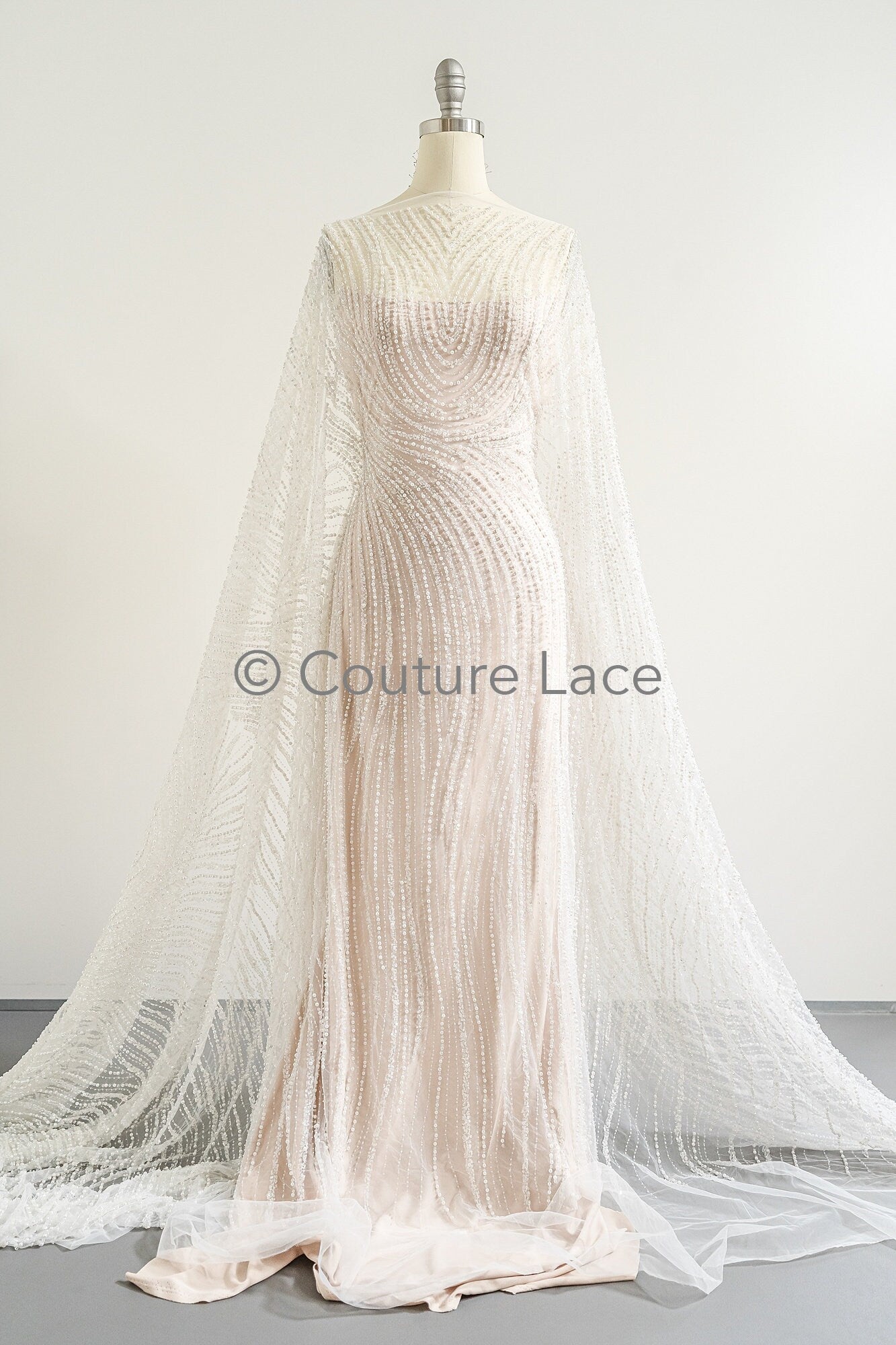 Perlen Spitzenstoff Off-White/ Couture Brautspitze/ Braut Spitzenstoff mit Perlen// L23-526