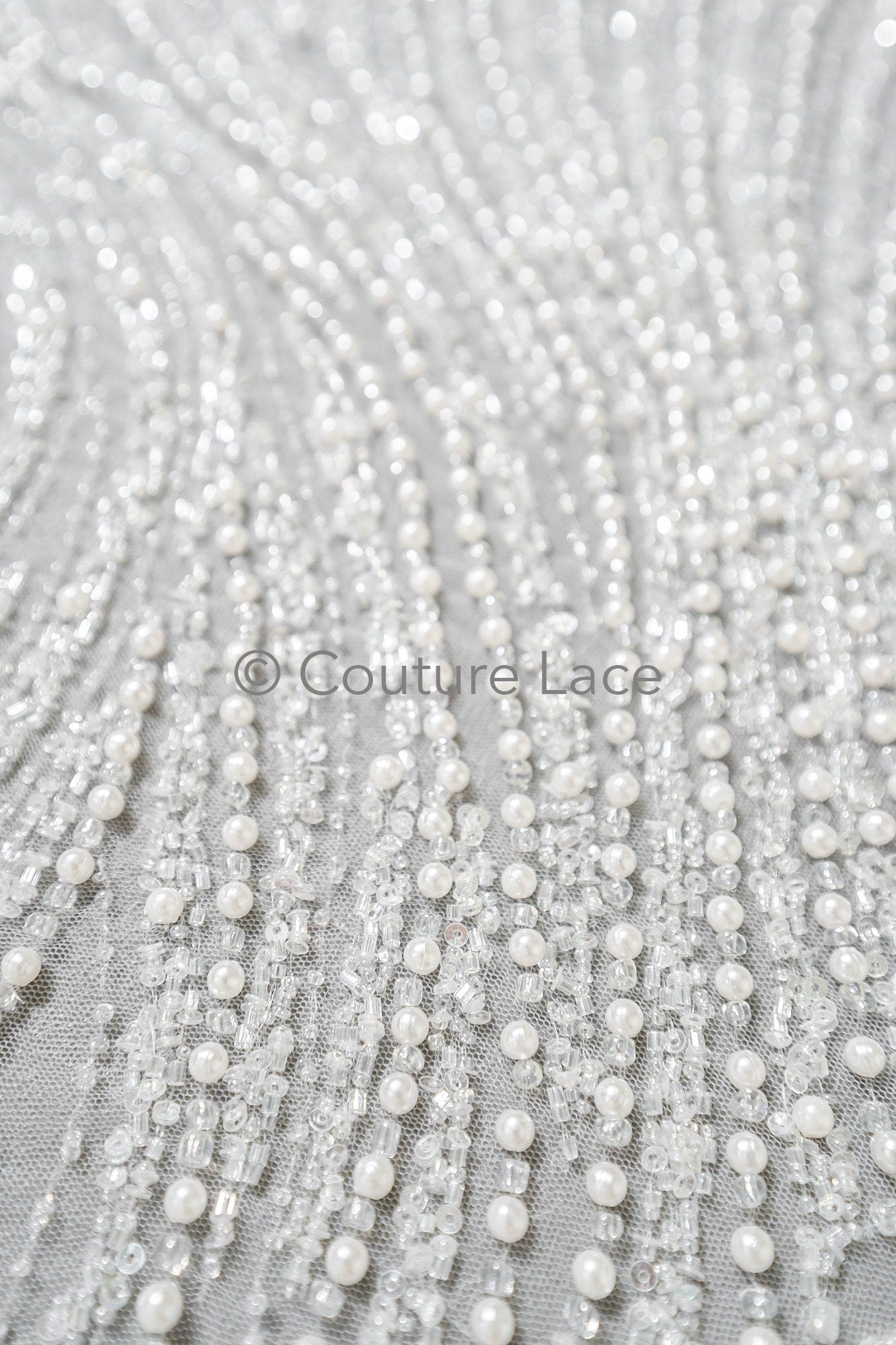 Perlen Spitzenstoff Off-White/ Couture Brautspitze/ Braut Spitzenstoff mit Perlen// L23-526