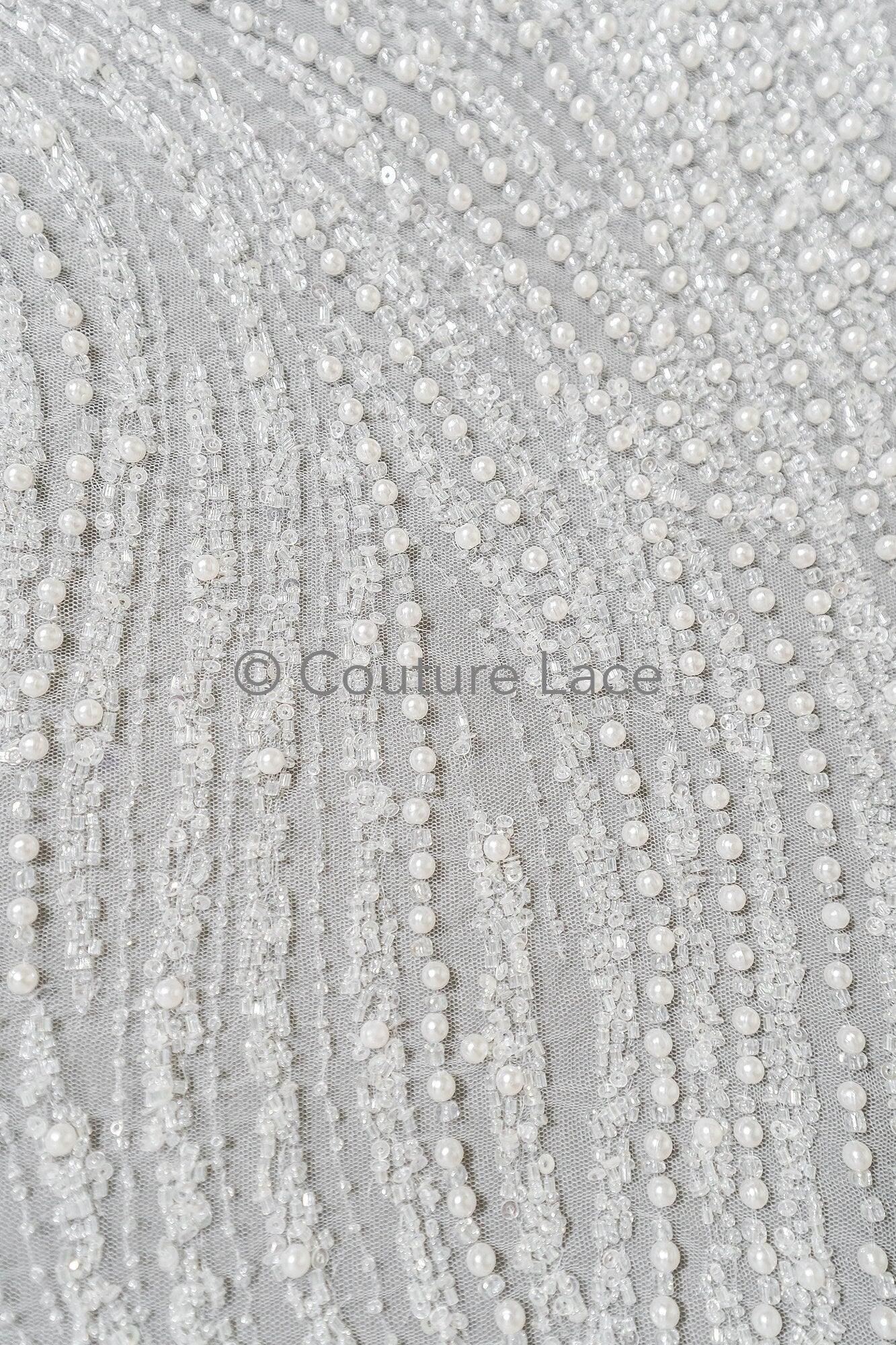 Perlen Spitzenstoff Off-White/ Couture Brautspitze/ Braut Spitzenstoff mit Perlen// L23-526