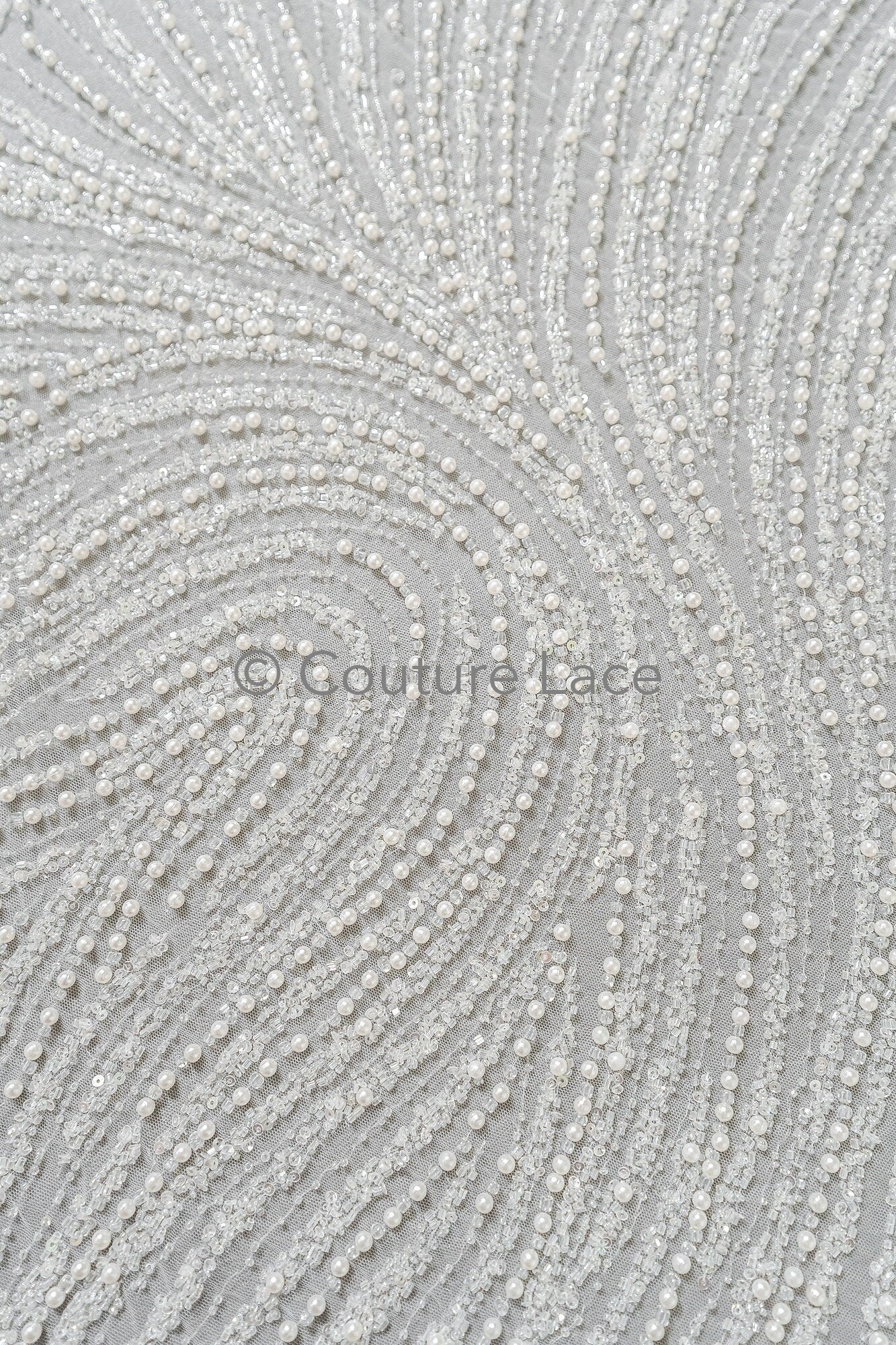 Perlen Spitzenstoff Off-White/ Couture Brautspitze/ Braut Spitzenstoff mit Perlen// L23-526