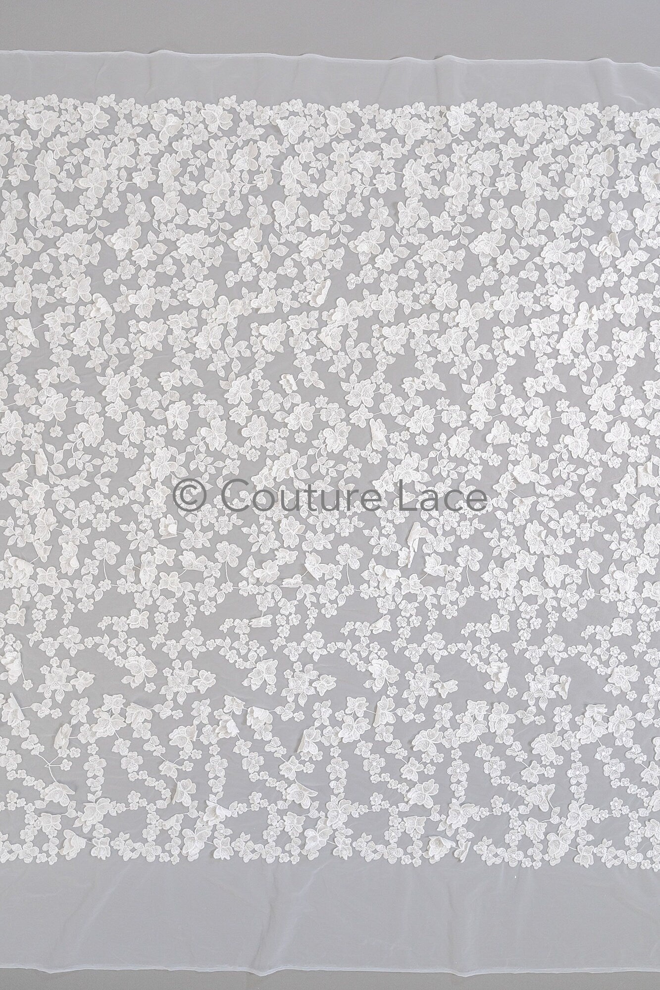 3D Blumen Spitzenstoff/ Braut Spitzenstoff/ romantischer Blumen Spitzenstoff mit 3D Blumen/ Hochzeit Spitzenstoff// L23-634