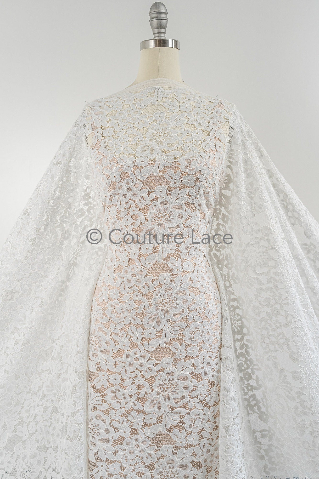 French Chantilly lace/ bridal lace/ Raschel lace/ Off-White Boho bridal lace/ French floral lace// L23-645