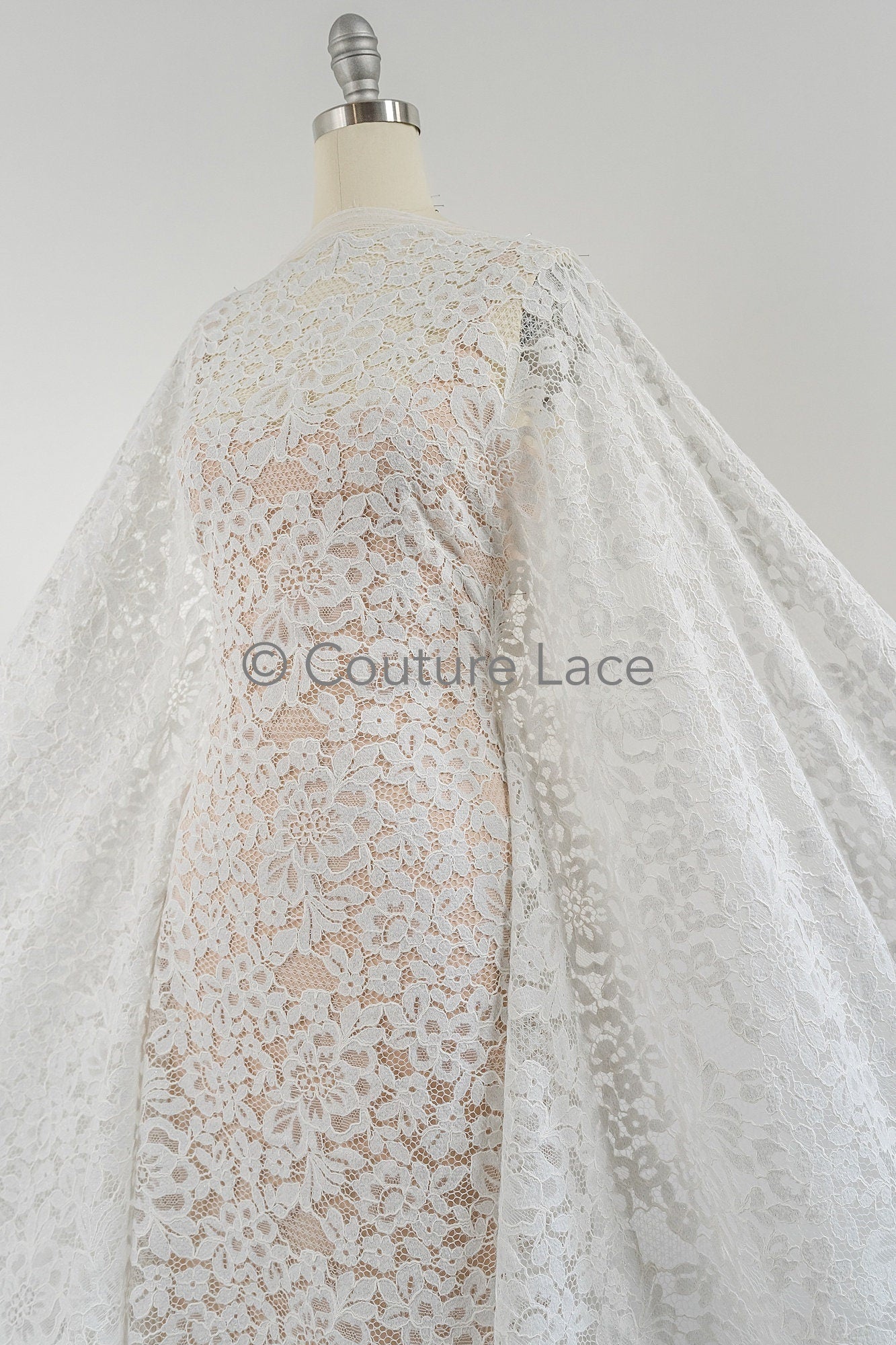 French Chantilly lace/ bridal lace/ Raschel lace/ Off-White Boho bridal lace/ French floral lace// L23-645