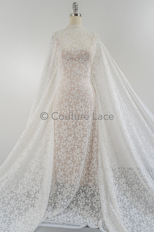 Français dentelle florale/ dentelle nuptiale bruissante/ dentelle voile Français/ dentelle nuptiale Chanitilly/ tissu de dentelle édouardienne// L23-648