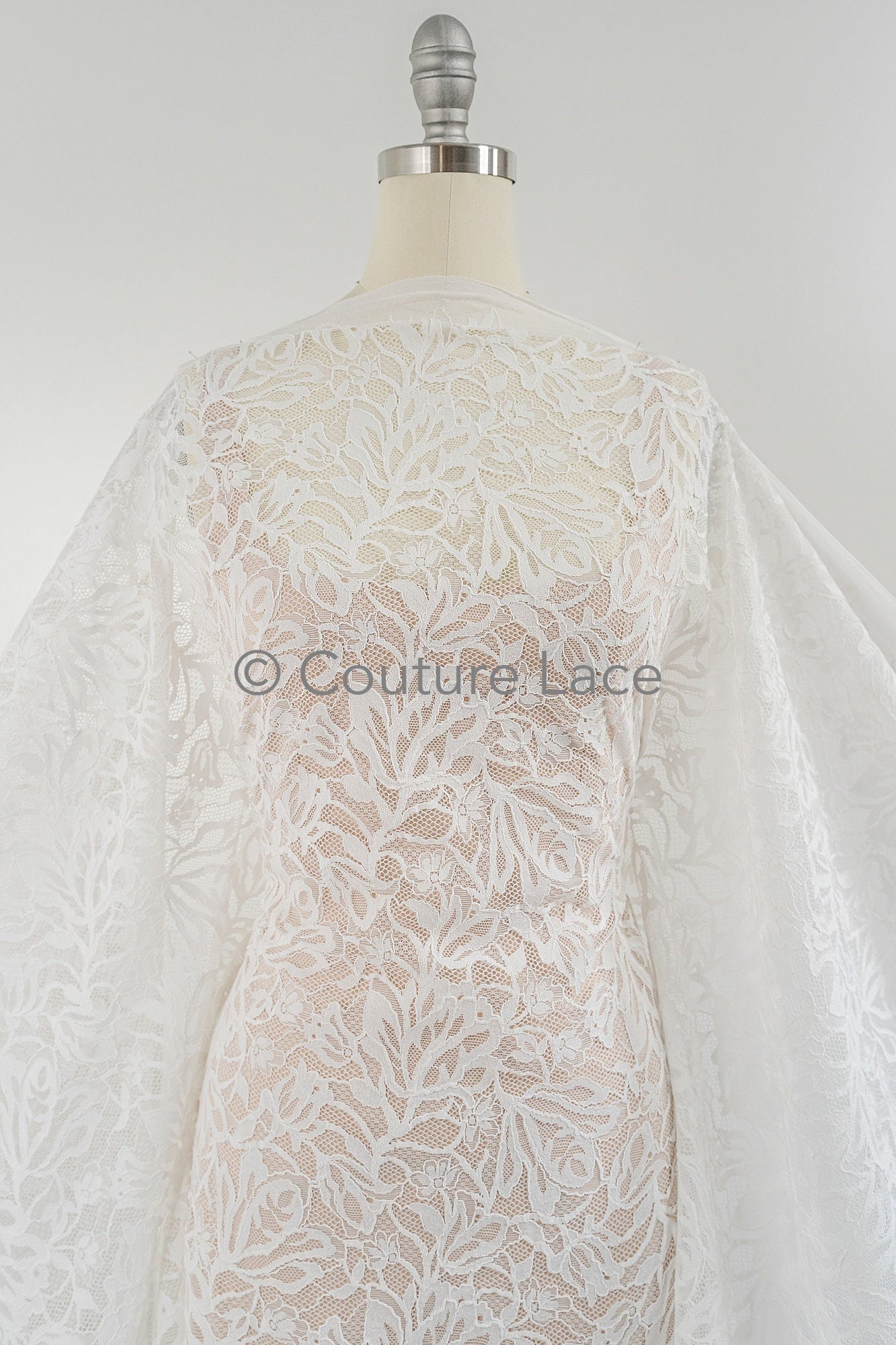 French floral lace/ bridal raschel lace/ French veil lace/ bridal chanitilly lace/ Edwardian lace fabric// L23-647