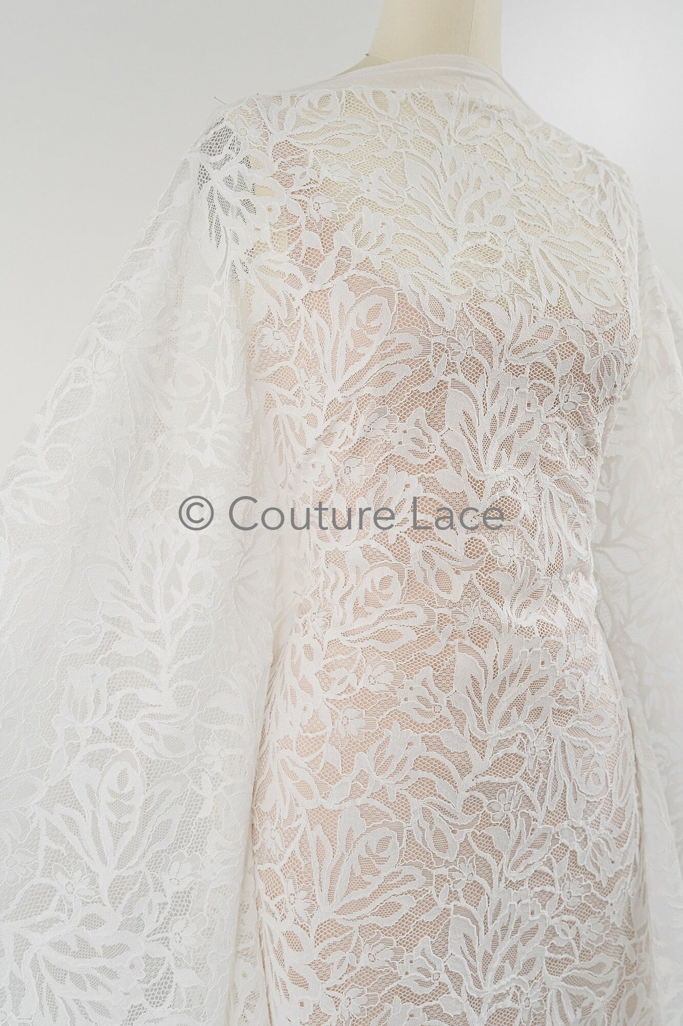 French floral lace/ bridal raschel lace/ French veil lace/ bridal chanitilly lace/ Edwardian lace fabric// L23-647
