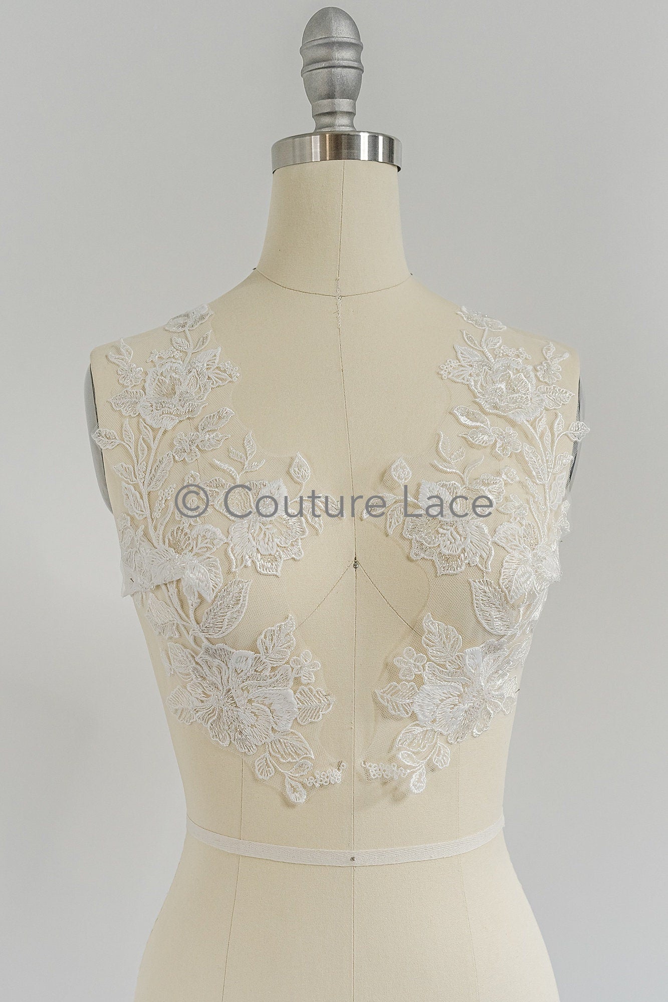 Pearl Bridal Patch / Pearl Flower Applique / Wedding Dress Lace Applique / Leaf Applique / / A23-230