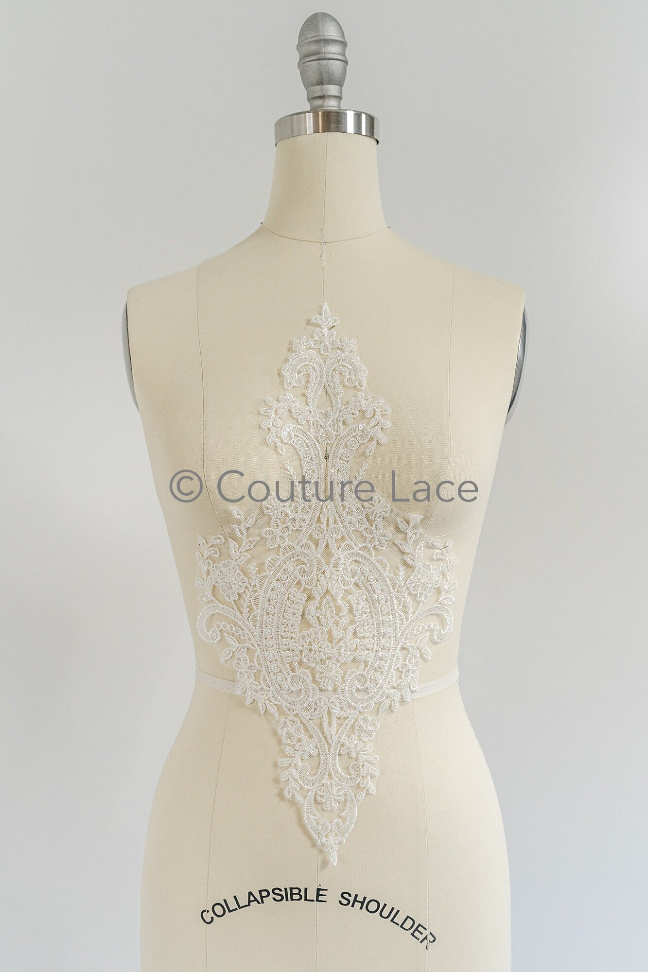 Pearl bridal patch / pearl flower applique / wedding dress lace applique / leaf applique bridal // A23-231
