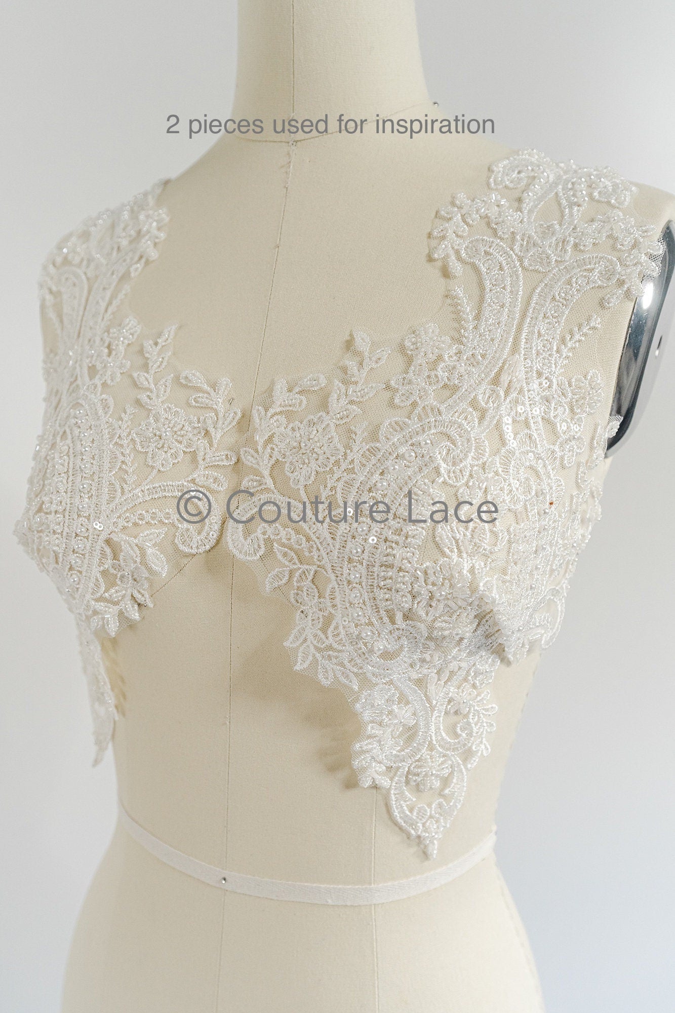 Pearl bridal patch / pearl flower applique / wedding dress lace applique / leaf applique bridal // A23-231