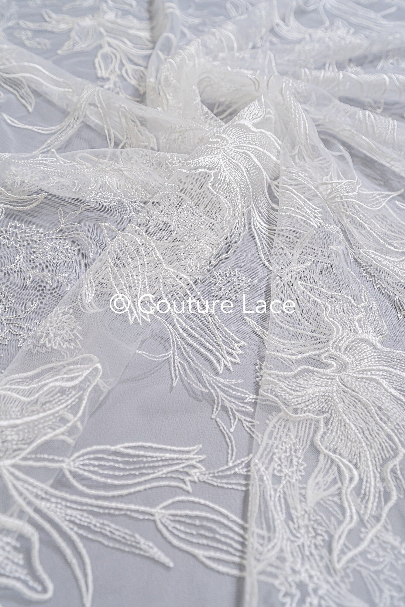 Blumen Braut Spitze Off-White/ Brautspitze Stoff mit Blumen/ Blumen Hochzeit Spitze/ Couture Spitze// L23-653