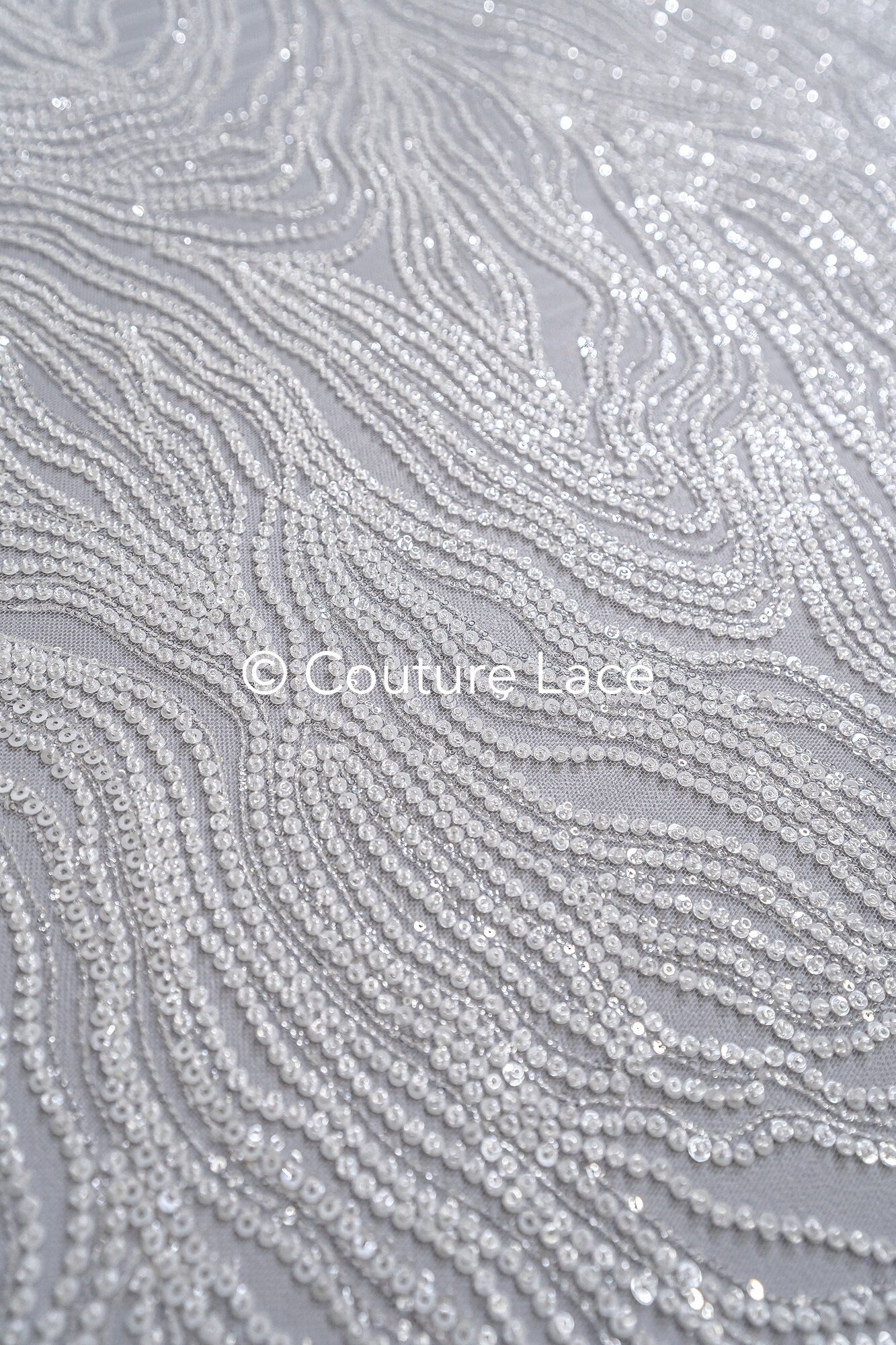 Perlen Spitzenstoff Off-White/ Couture Spitze Stoff/ Braut Spitze Stoff/ Perlenspitze // L23-655