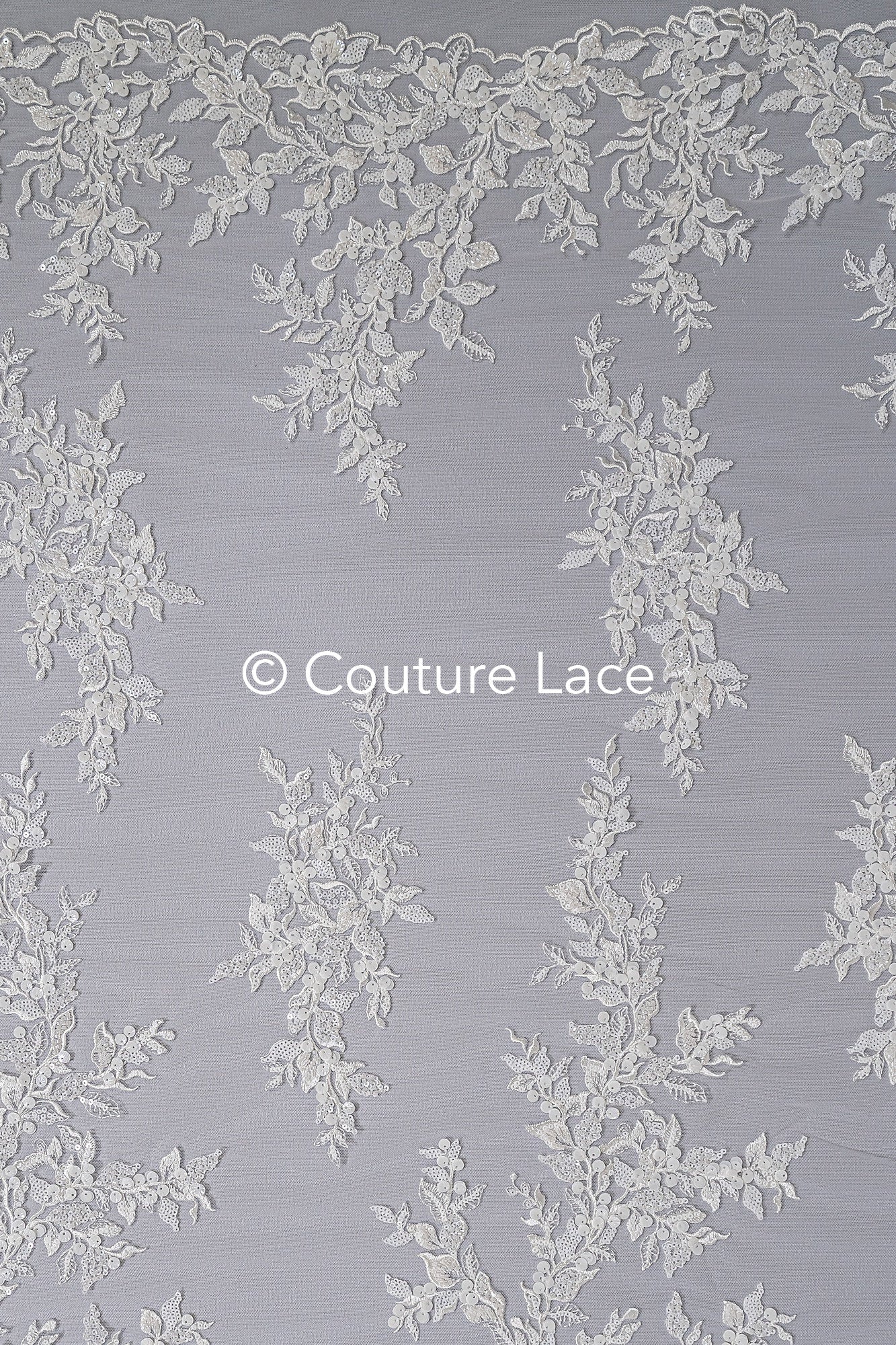 Blumen Perlen Spitzenstoff Off-White/ Couture Spitze Stoff/ Brautspitzenstoff mit Perlen & Pailletten/ Perlen Spitze// L23-656