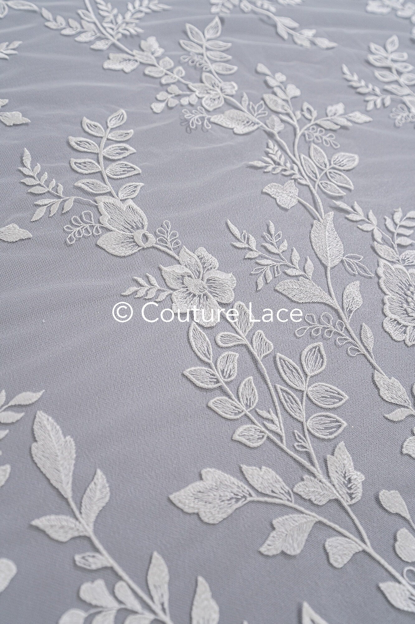 Floral bridal lace/ bridal lace fabric off-white/ floral wedding lace/ couture lace// L23-659