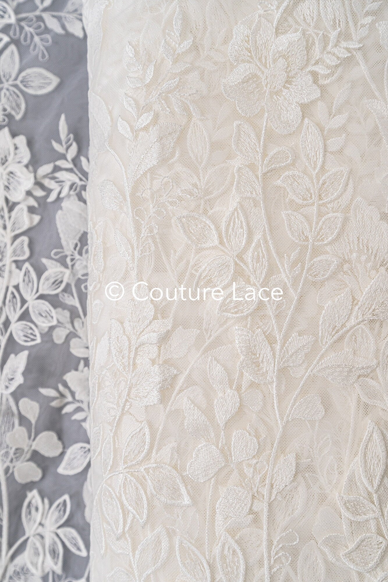 Floral bridal lace/ bridal lace fabric off-white/ floral wedding lace/ couture lace// L23-659