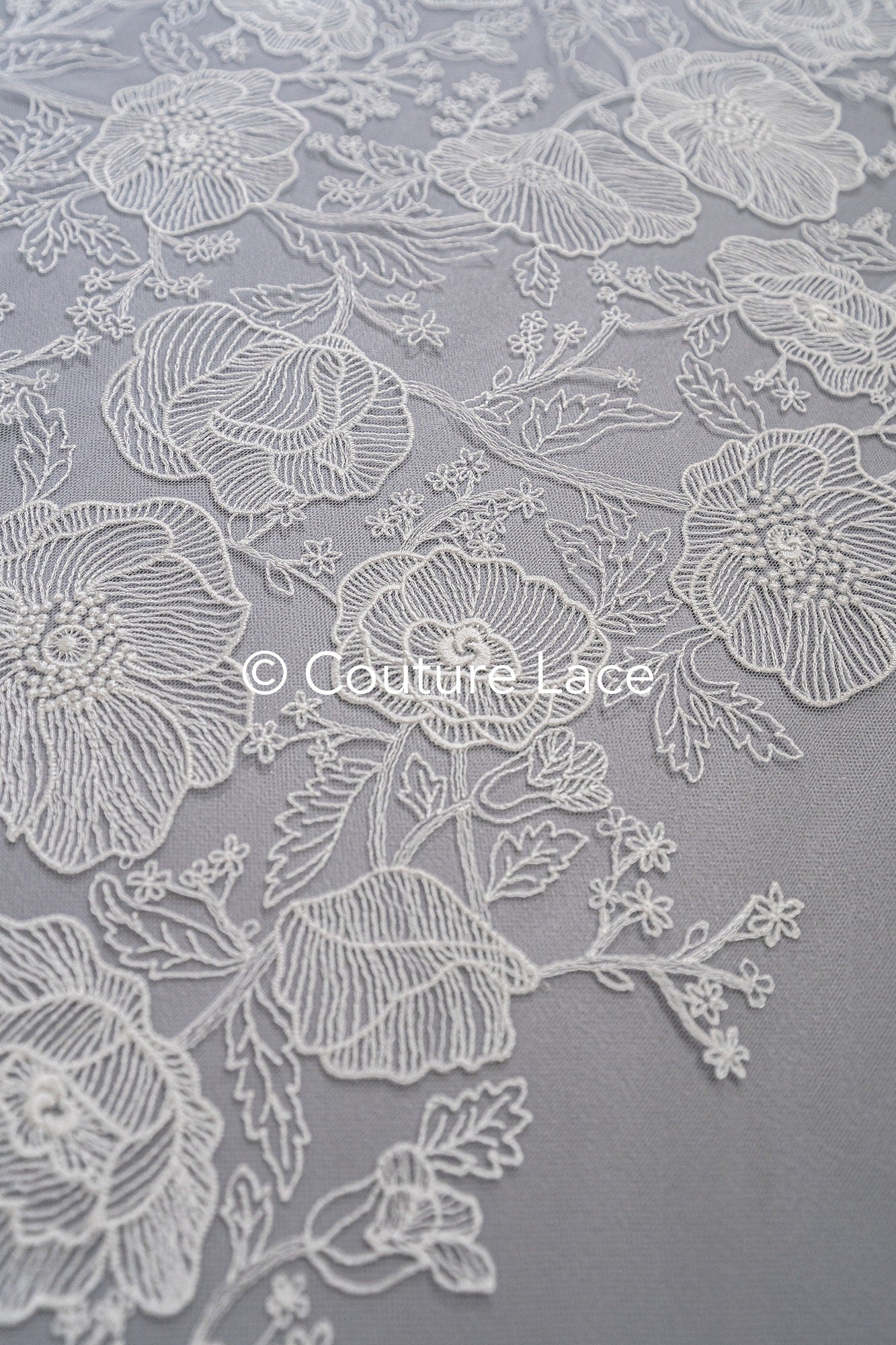 French floral lace/ bridal raschel lace/ French veil lace/ bridal chanitilly lace/ Edwardian lace // L23-660
