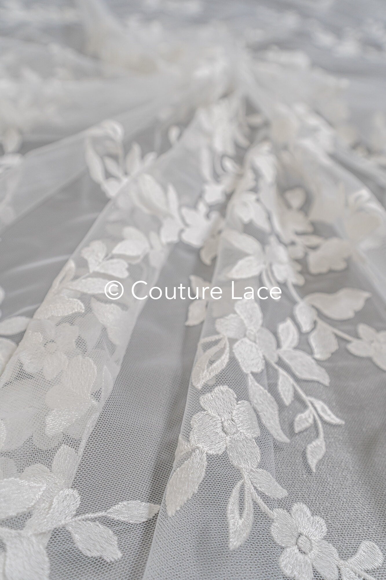 1.3yds Floral Bridal Lace Off-White/ Bridal lace with flowers/ floral wedding lace/ couture lace// L23-553-REST-1.3YDS