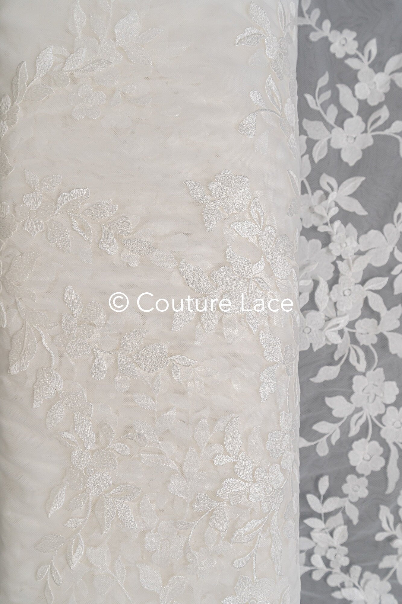 1.3yds Floral Bridal Lace Off-White/ Bridal lace with flowers/ floral wedding lace/ couture lace// L23-553-REST-1.3YDS