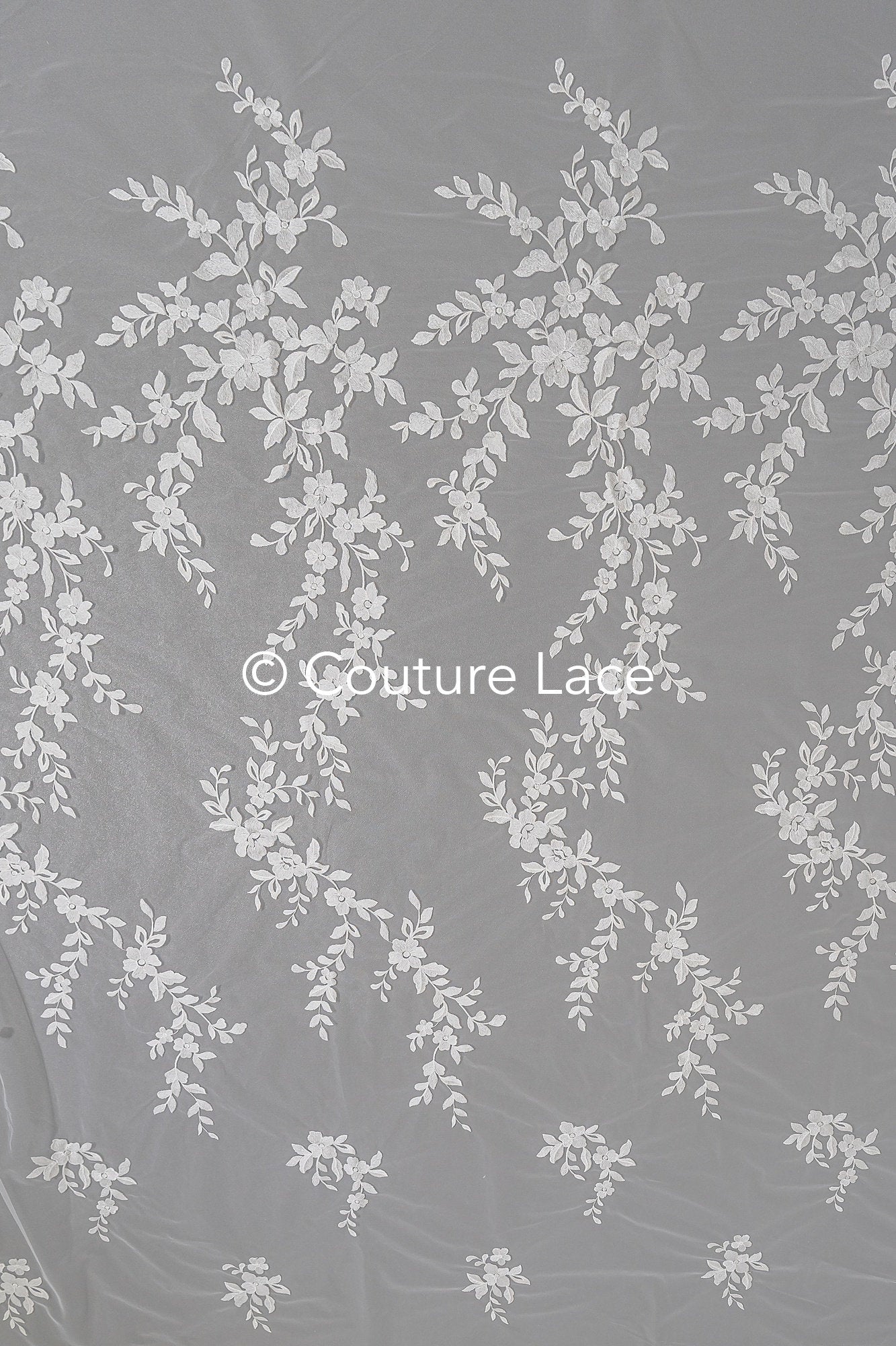1.3yds Floral Bridal Lace Off-White/ Bridal lace with flowers/ floral wedding lace/ couture lace// L23-553-REST-1.3YDS
