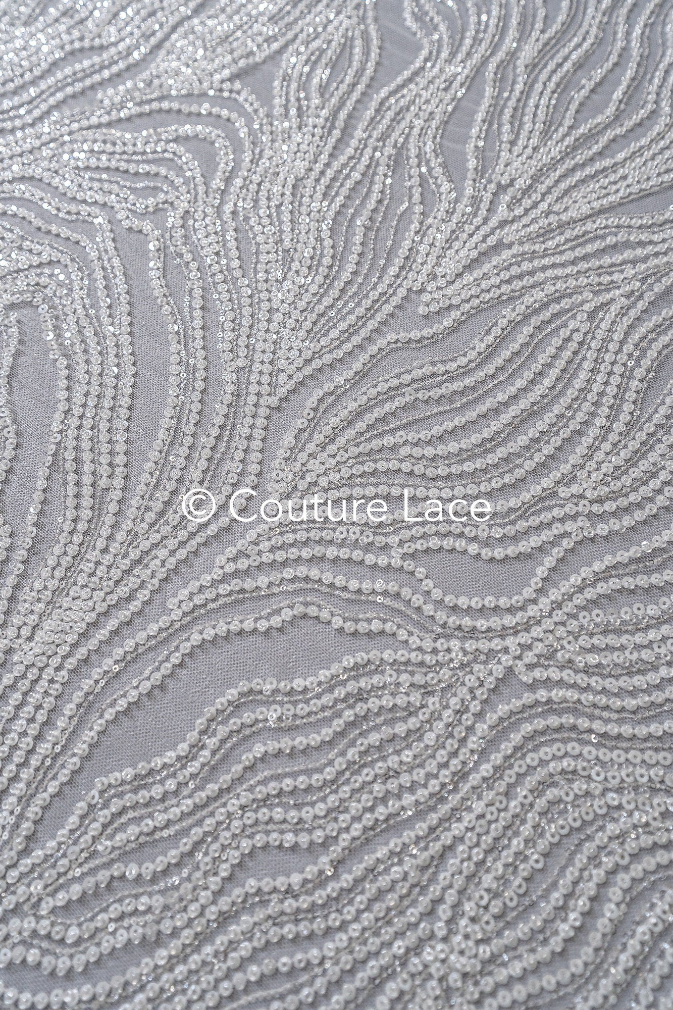 Perlen Spitzenstoff Off-White/ Couture Spitze Stoff/ Braut Spitze Stoff/ Perlenspitze // L23-655