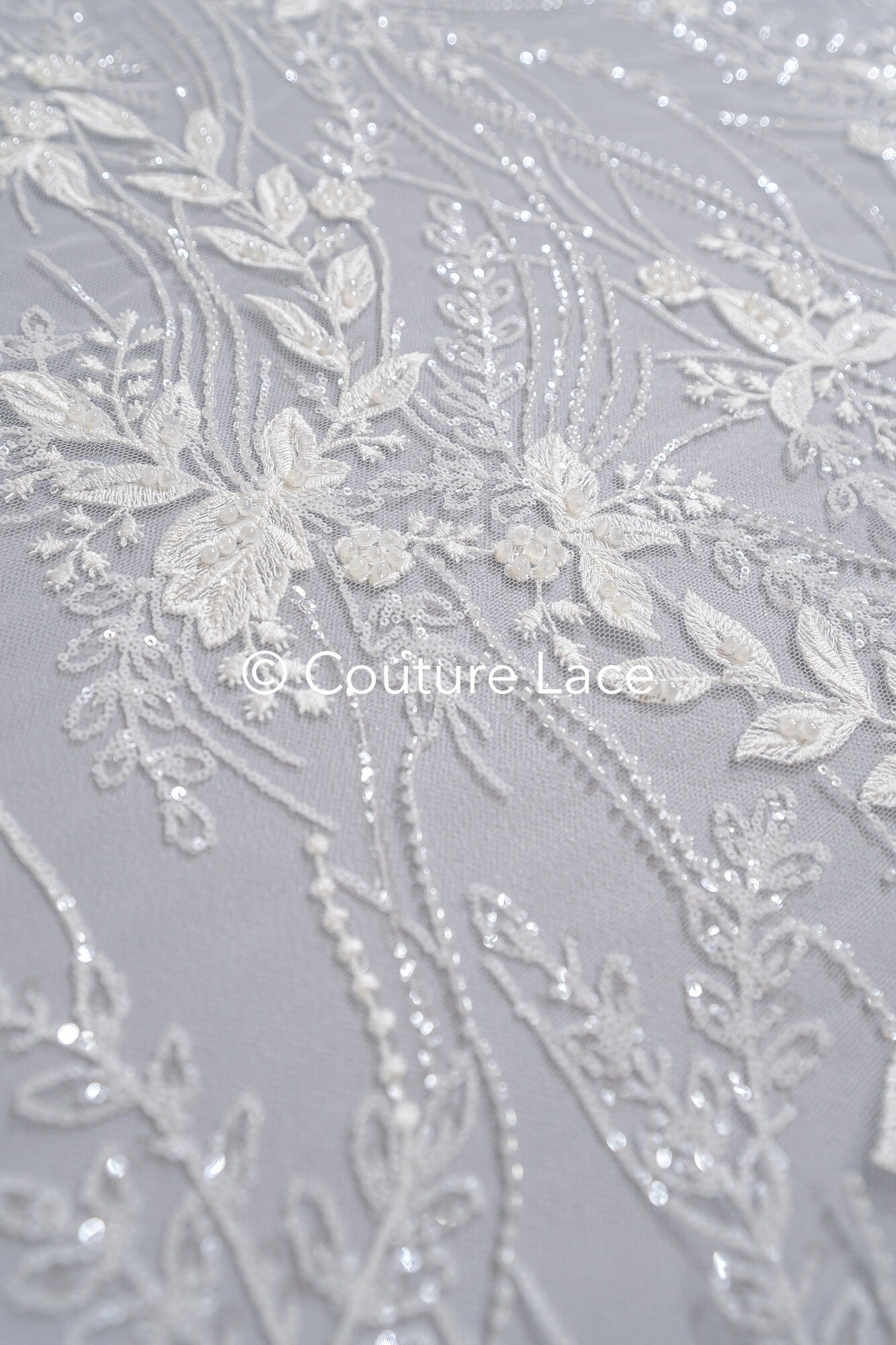 Perlen Spitzenstoff/ Couture Spitzenstoff mit Perlen/ Braut Spitzenstoff/ Perlen Spitze// L23-651