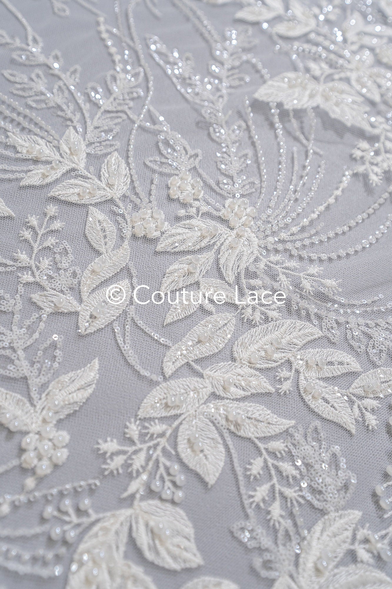 Perlen Spitzenstoff/ Couture Spitzenstoff mit Perlen/ Braut Spitzenstoff/ Perlen Spitze// L23-651