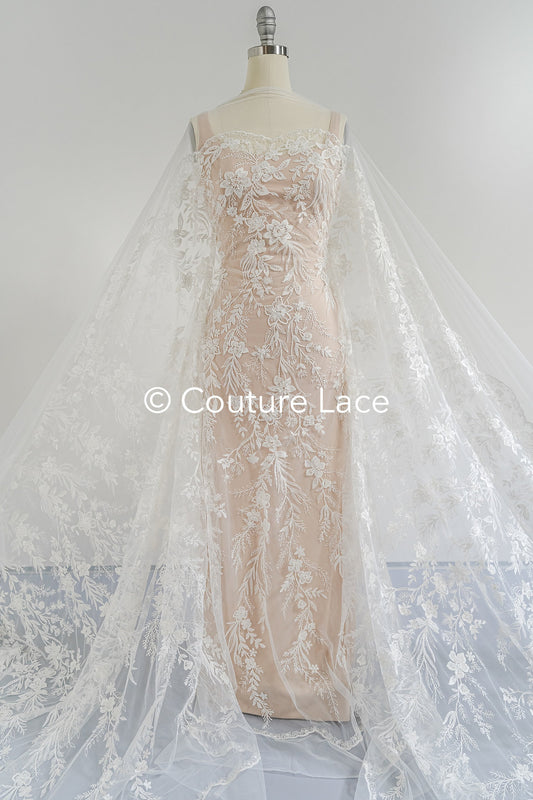 Perlen Spitzenstoff/ Couture Spitzenstoff mit Perlen/ Braut Spitzenstoff/ Perlen Spitze// L23-652