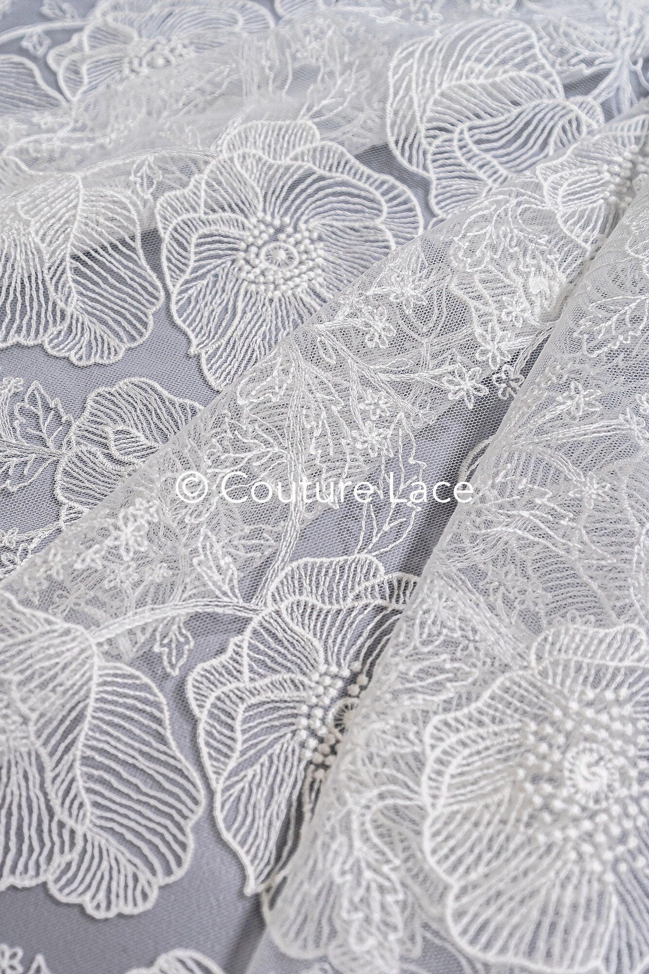 French floral lace/ bridal raschel lace/ French veil lace/ bridal chanitilly lace/ Edwardian lace // L23-660