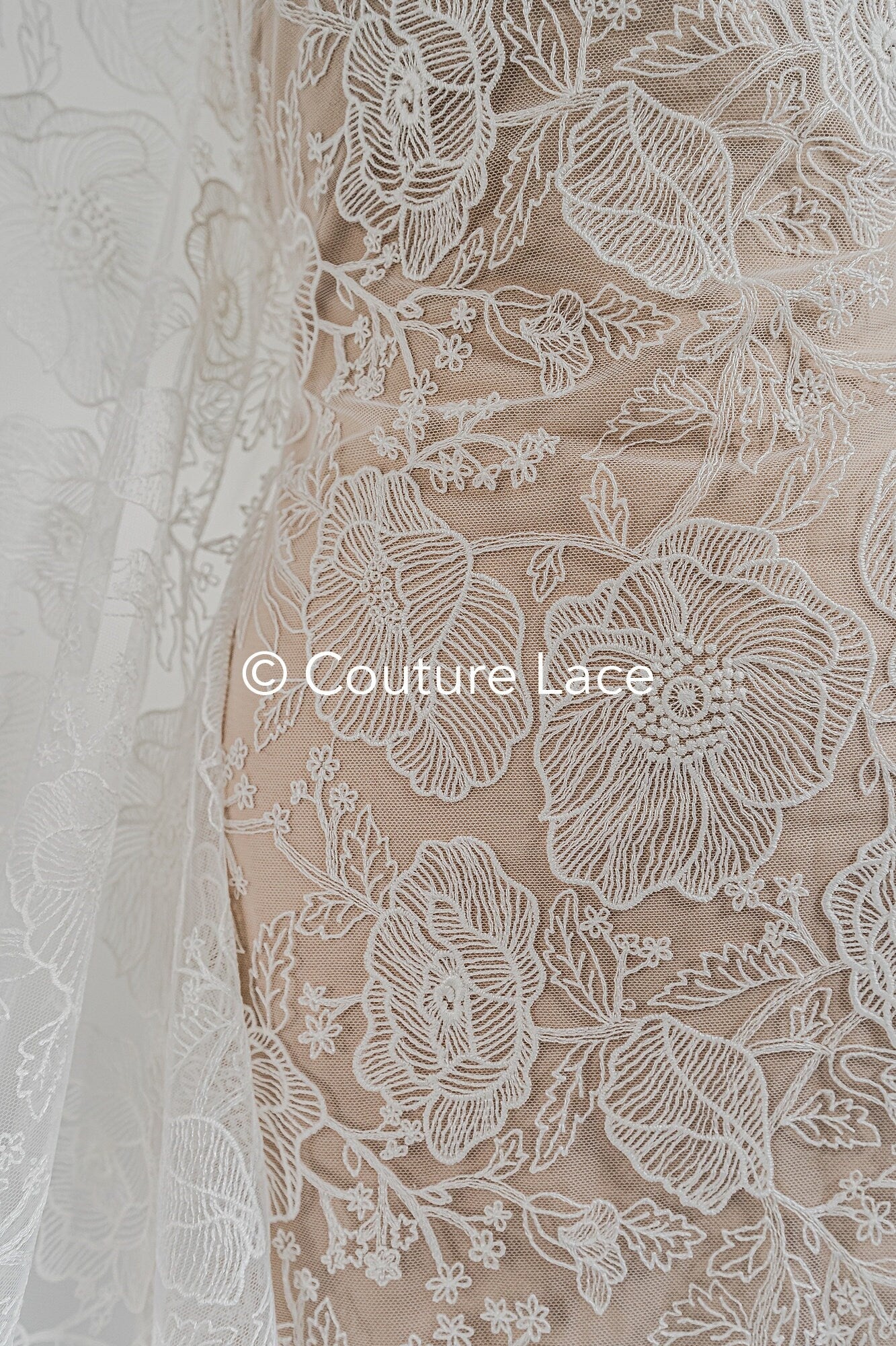 French floral lace/ bridal raschel lace/ French veil lace/ bridal chanitilly lace/ Edwardian lace // L23-660