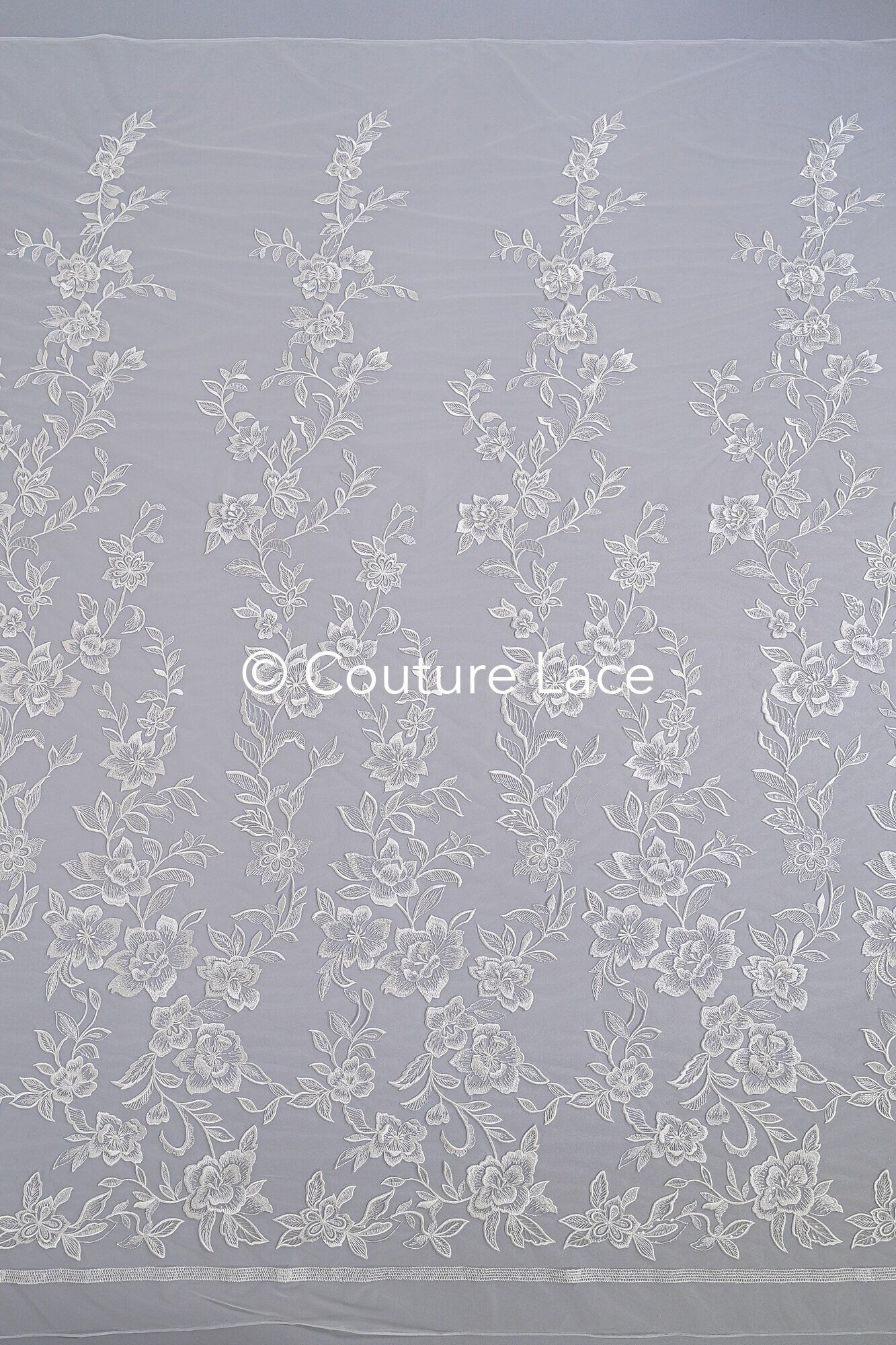 Floral bridal lace/ bridal lace fabric off-white/ bridal lace with sequins/ floral wedding lace/ couture lace// L23-661